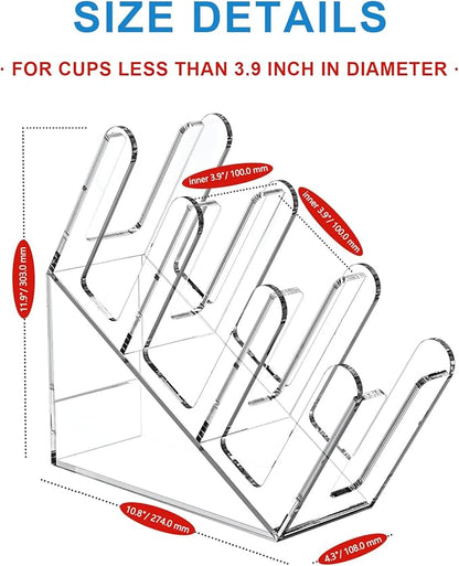WINFFOR 3-Compartment Disposable Cup Holder - Cup and Lid Holder with Straw Organizer Clear Acrylic Cup Dispenser with Coffee Pod Storage for Coffee Station Bar Countertop Restaurant Breakroom