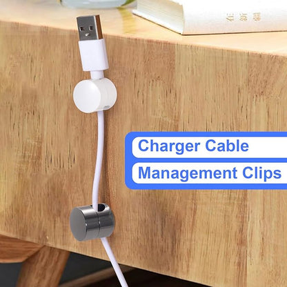 3 Sets Charger Holders for Cords, Adjustable Cable Anchor Holders, Adhesive Metal Cord Clips, Cable Management Wire Organizers for Desk, Office, Nightstand - Black, Red Bronze, White
