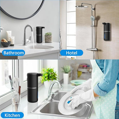 Automatic Soap Dispenser Touchless, USB Rechargeable Automatic Liquid Soap Dispenser, 12.8oz/380mL, 4 Level Adjustable, 1500mAh Smart Wall Mounted for Bathroom Kitchen Dish/Hand Soap