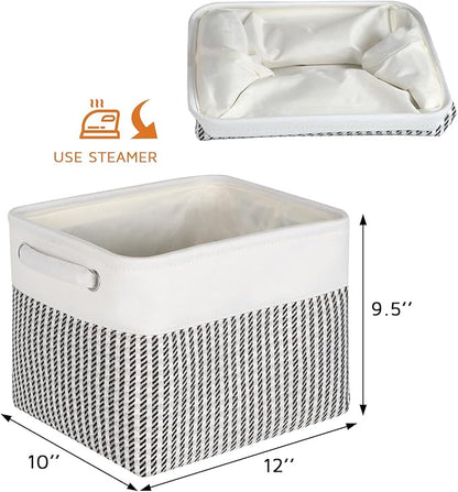 Kntiwiwo Foldable Storage Bin Collapsible Fabric Storage Basket Cube with Durable Handles Closet Organizer Bins for Organizing Shelves Drawers, Set of 3, 12" x 10" x 9.5", Houndstooth