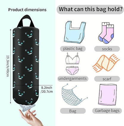 Plastic Bag Holder, Wall Mount Grocery Bag Organizer, Funny Hanging Trash Bag Storage Dispenser for Home Kitchen Cute Black Cats