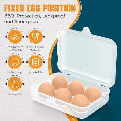 ZPU Egg Holder Camping, 2Pcs 6 Grid Egg Container, Plastic Egg Carrier for Camping Picnic Travel Outdoor Refrigerator Kitchen, Protective Egg Storage Case, Silver Grey