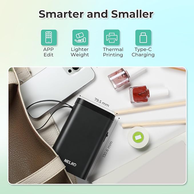 Nelko Label Maker Machine with Tape, P21 Bluetooth Label Printer with 3 Tapes & Case, Wireless Mini Label Makers with Multiple Templates Icon Font Custom for School Office Home, Black