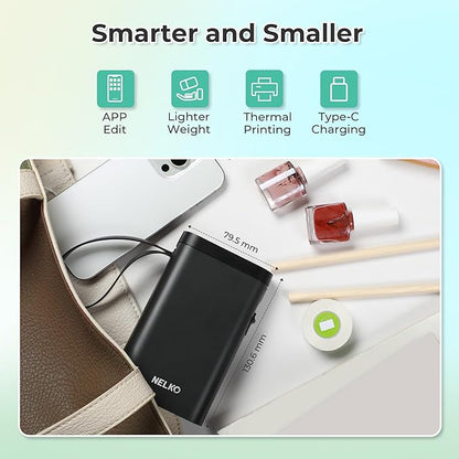 Nelko Label Maker Machine with Tape, P21 Bluetooth Label Printer with 3 Tapes & Case, Wireless Mini Label Makers with Multiple Templates Icon Font Custom for School Office Home, Black