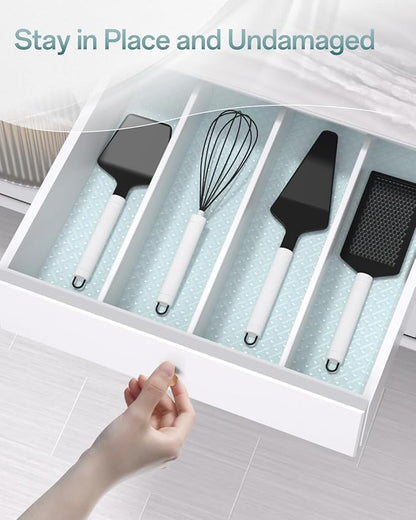 Shelf and Drawer Liner for Kitchen Cabinet, Non-Adhesive 18in x 120in Waterproof Contact Paper Refrigerator Liners Thickened Durable EVA Material Non Slip Mat for Dresser Cupboard Pantry Protector