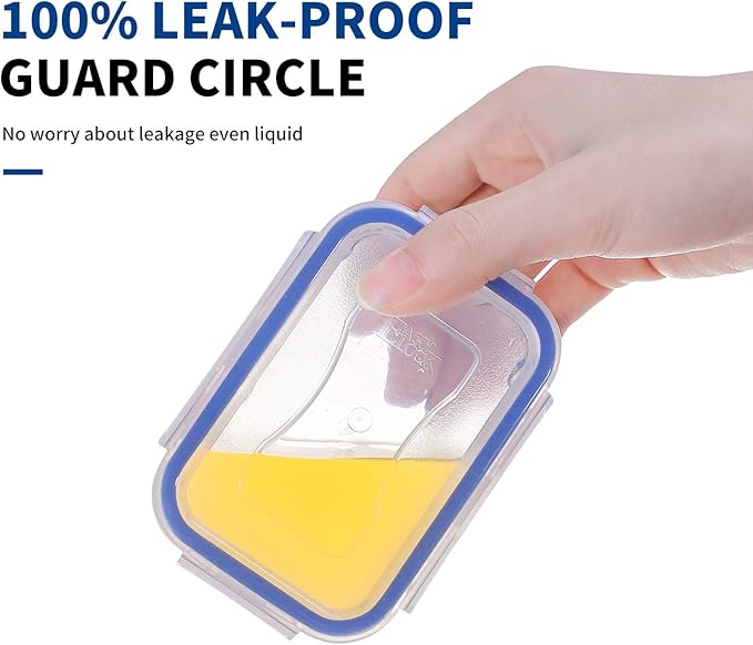 KIGI 6 Pack 6OZ Small Plastic Rectangular Bento Box Leakproof Food Storage Containers with Lids Airtight Mini Meal Prep