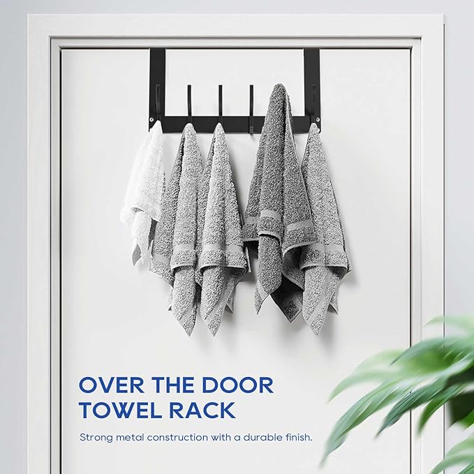 KEOAMG 2Pack Foldable Over The Door Hanger, No Assembly Required Door Hanger Hook, Sturdy Over The Door Coat Rack, Over The Door Hooks for Hanging Clothes, Towels, Hats, Matte Black