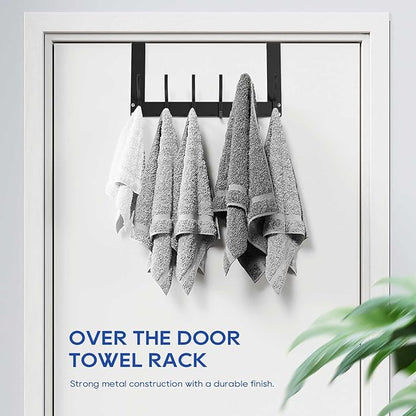 KEOAMG 2Pack Foldable Over The Door Hanger, No Assembly Required Door Hanger Hook, Sturdy Over The Door Coat Rack, Over The Door Hooks for Hanging Clothes, Towels, Hats, Matte Black