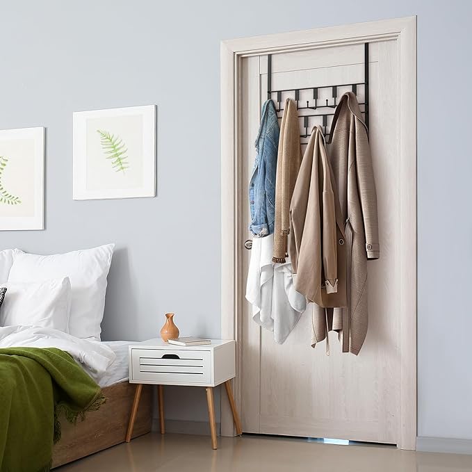 PAPAGIFTREE Over The Door Hooks for Hanging, 14 Hook Over Door Hanger and Towel Rack for Bathroom