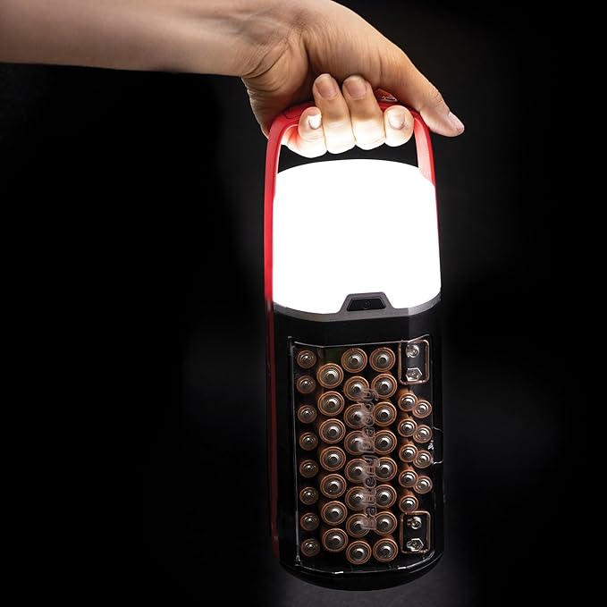 Ontel Battery Daddy Lantern, 2-in-1 Battery Powered Lamp & Battery Organizer, Ultra-Bright 1,000 Lumens Utility Light, Stores & Protects Up to 42 Batteries, Includes Battery Tester & Screwdriver