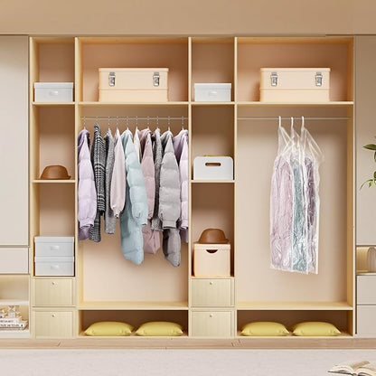 Hanging Vacuum Storage Bags For Clothes With Hand Pump,Coat Storage Bag Hanging,Vacuum Bags For Clothes,Space Saver Vacuum Storage Bags,Garment, Clothing, Dress, Suit, Long Coat, Jacket(Short 6 Pack）