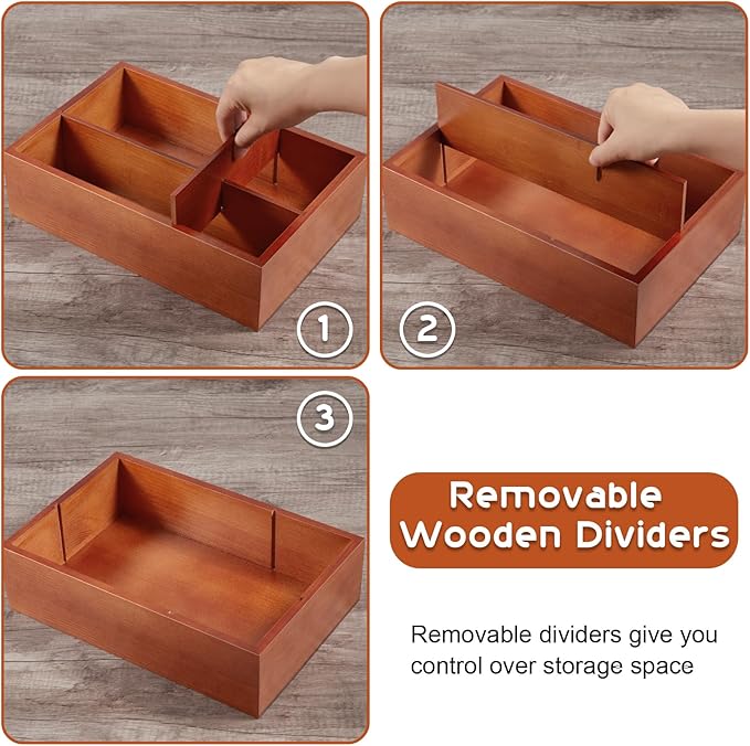 ALELION Coffee Station Organizer with Removable Dividers - Wood Coffee Bar Accessories Organizer for Countertop - Pod Holder Basket for K Cup Sugar Tea