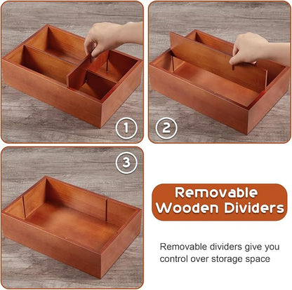 ALELION Coffee Station Organizer with Removable Dividers - Wood Coffee Bar Accessories Organizer for Countertop - Pod Holder Basket for K Cup Sugar Tea