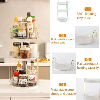 Weidace 360 Rotating Makeup Organizer for Vanity, Bathroom Countertop Spinning Perfume Organizer, High-Capacity Cosmetic and Skincare Dresser Make Up Holder Rack (3 Tiers, White)