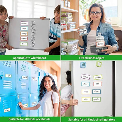 Reusable Dry Erase Labels Sticky Notes for Storage Bins Organizing Jar Pantry, Waterproof Removable Label Stickers for Kitchen Office School All Purpose Use (2 * 4 inches 8 Colors)