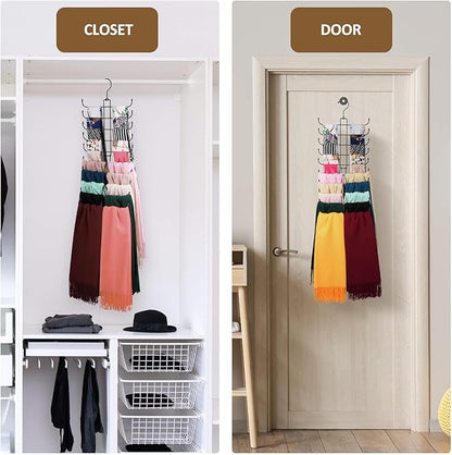 ZEDODIER Scarf Organizer Scarf Hanger for Closet, Rotatable Sturdy Hijab Holder Holds 20 Scarves, Space Saving Closet Organizers and Storage, Black