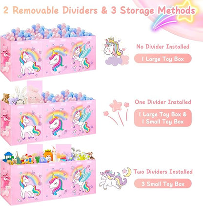 Extra Large Toy Chest, Collapsible Sturdy Toy Storage Organizer with Lids, 40"X14"X16" Large Kids Toybox Storage Bins Baskets for Girls, Boys, Nursery, Playroom, Pink