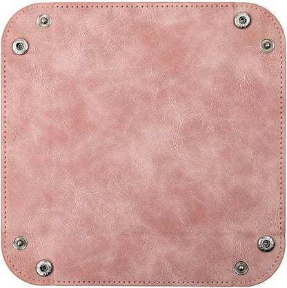 siduater Valet Tray Desktop Storage Organizer – Vegan Leather Catchall Bedside Vanity Tray Nightstand Caddy Holder for Remote Controller, Watch, Keys, Phone, Wallet, Coin, Jewelry, Stone Pink