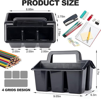 6 Pack Plastic Classroom Caddy For School,Kidsroom,Pencil Holder,Portable Art Craft Caddy Organizer With Handle,Cleaning Caddy Organization For Shower Room（Black