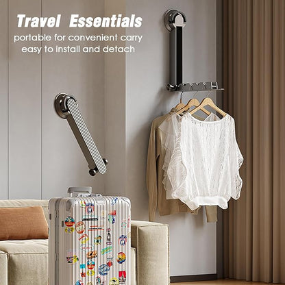 Foldaway Clothes Wall Mounted Drying Rack with Suction Cup,All Metal in Space Aluminum, Foldable, Retractable, Portable for Laundry (White)
