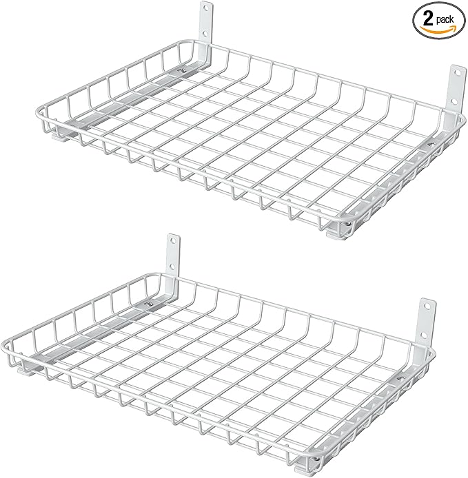 WALMANN Wall Shelves, 12 * 18 inch Wall-Mounted Storage Shelves for Garage, Closet, Laundry Room, Heavy Duty Wall Shelving, Holds Up to 60 lbs(Pack of 2, White)