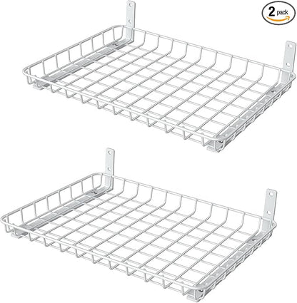 WALMANN Wall Shelves, 12 * 18 inch Wall-Mounted Storage Shelves for Garage, Closet, Laundry Room, Heavy Duty Wall Shelving, Holds Up to 60 lbs(Pack of 2, White)