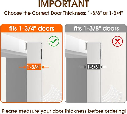 KitchLife Over The Door Hooks Hanger with 7 inches Extended Arms, Fits 1-3/4" Doors, F18U, Bathroom Towel Rack Organization, Thickened 6-Double Hook, Glossy White