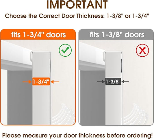 KitchLife Over The Door Hooks Hanger with 7 inches Extended Arms, Fits 1-3/4" Doors, F18U, Bathroom Towel Rack Organization, Thickened 6-Double Hook, Glossy White