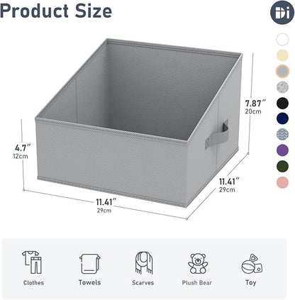 DIMJ Closet Storage Bins 8 Pack - Fabric Trapezoid Closet Organizer Bin, Foldable Storage Baskets for Shelves, Closet Shelf Organizer, Clothing Storage Box for Toys, Books, Towel, Clothes