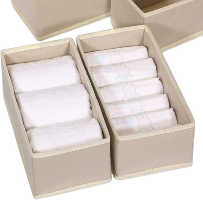 DIOMMELL 6 Pack Foldable Cloth Storage Box Closet Dresser Drawer Organizer Fabric Baskets Bins Containers Divider with Drawers for Clothes, Underwear, Bras, Socks, Lingerie, Clothing