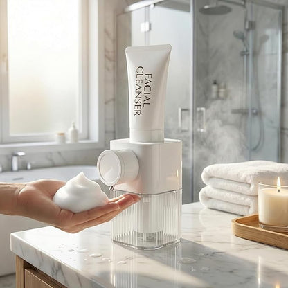 Automatic Facial Cleanser Foaming Dispenser, Touchless Infrared Foam Maker with Adjustable Output, Optimized for Liquid Face Wash, Compatible with Hand Soap & Body Wash, Rechargeable IPX6 Waterproof