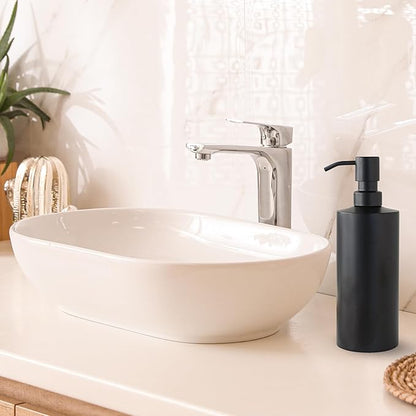 Yew Design Black Soap Dispenser Stainless Steel for Bathroom and Kitchen Sink, 15oz Refillable Round Rustproof Hand Dish Soap Dispenser Pump for Detergent, Lotion, and Countertop