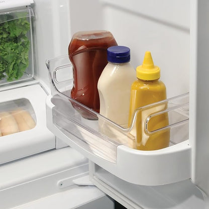 iDesign Condiment Organizer for Fridge - Plastic Fridge Organizer Bins with Handles, Set of 2, Clear