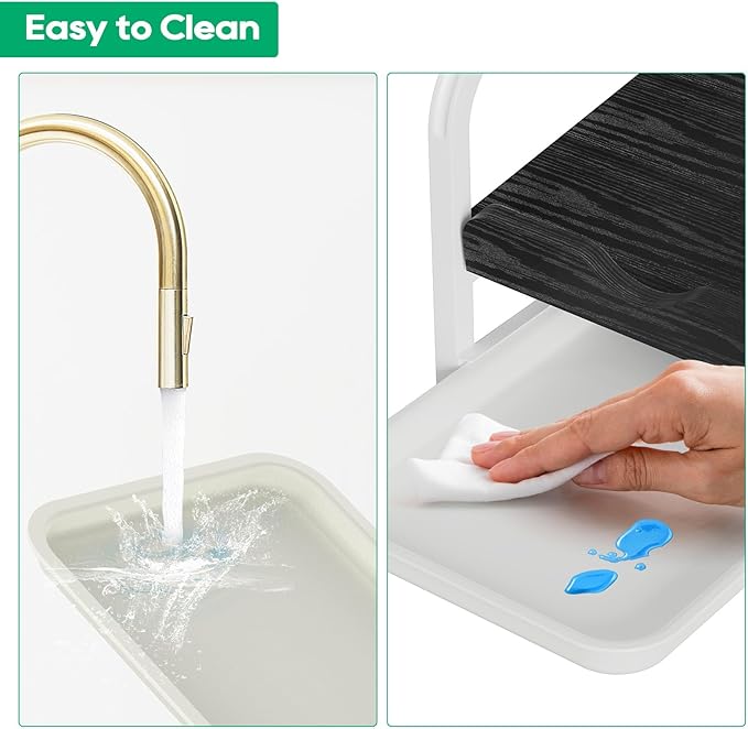 Laundry Detergent Holder Liquid Laundry Detergent Riser and Stand, Liquid Detergent Holder with Drip Tray for Laundry Room Organization (Tilted-Black Wood)