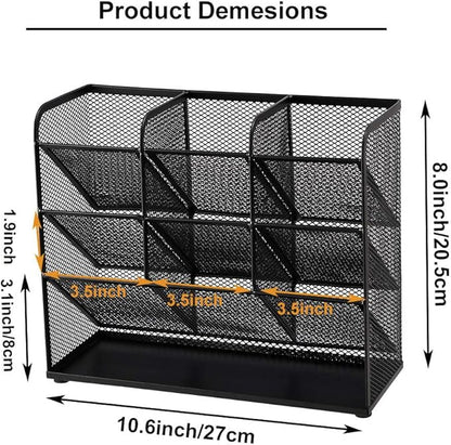 Marbrasse Mesh Desk Organizer, Multi-Functional Pen Holder, Desktop Stationary Organizer, Storage Rack for School Home Office Art Supplies (Mesh Pen Holder)