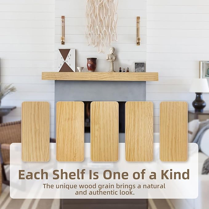 ROOMTEC Fireplace Mantel, 60" Wood Floating Fireplace Shelf, Wall Mounted Handcrafted Wood Brack, Mantels Over Fireplace with Upgraded Resin End Caps,60" W x 8" Dx 3" H, Aged Oak