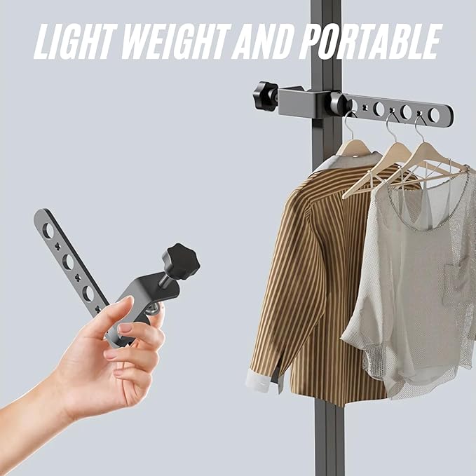 Foldable Indoor/Outdoor Basic 11-Hole Clothes Drying Rack - Black, Space-Saving, Portable, Heavy-Duty Aluminum for Small Spaces, Balcony, Bathroom, Travel & Camping Airer