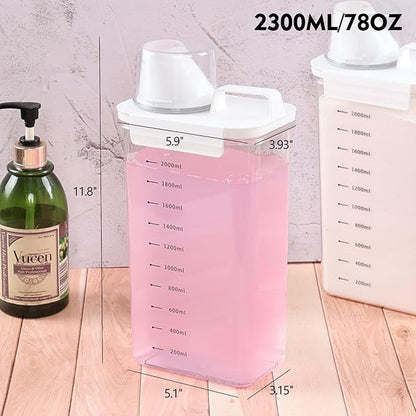 3 Packs Plastic Liquid Laundry Detergent Dispenser, 78 Oz Laundry Detergent Dispenser for Fabric Softener, Bleach, Powder, Beads