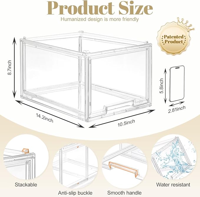 AZ.MIFENO Large Stackable Storage Drawers,Clear Thickened Drawer Organizers with Pull-Out Drawer for Skincare,Cosmetics, Ideal for Closet,Bathroom,Kitchen Undersink,Cabinet,Toy Organization (2 Packs)