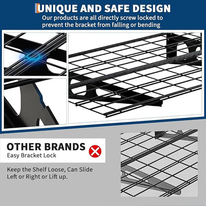 2 Pack 2x6 FT Garage Shelves Wall Mounted,1600 LBS Heavy Duty Wall Shelf with Adjustable Distance,for Garage,Kitchen Laundry,Shopping Mall and Tool Room,Black