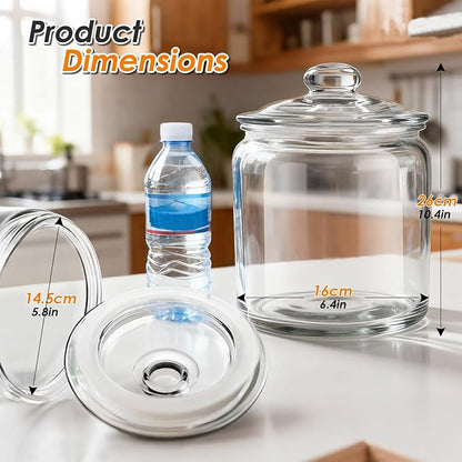 Masthome Large Glass Jar,1 Gallon Glass Jar with Lid, Airtight,Dishwasher Safe,Wide Mouth Storage Canister for Pasta,Flour,Nuts,Cookies,& More-Send 15 Food Storage Bags