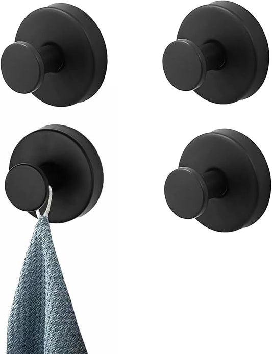 BRMUEIX 4 Pack Shower Hooks Suction Cup Shower Hooks Bathroom Hooks Suction Wreath Hangers for Front Door Wreath Hangers for Front Door Towel Hook（Black）