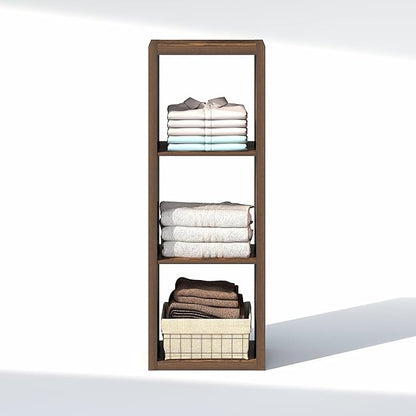 Furinno Cubic Closet Organizers and Storage, 3-Cube Closet Organizer, Open Shelf Closet Storage, Extra Thick Frame for Wardrobe, Bedroom, Living Room, Amber Pine