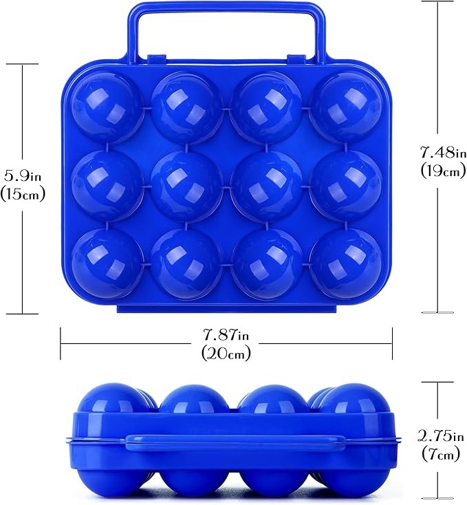 2 PCs Portable Egg Carrier with Handle, 24 Grids Egg Container for Camping, Travel, Outdoor Hiking, Picnic(Green and Blue) Gift: 2 x Flowers