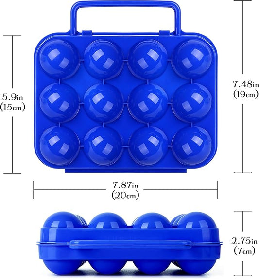 2 PCs Portable Egg Carrier with Handle, 24 Grids Egg Container for Camping, Travel, Outdoor Hiking, Picnic(Green and Blue) Gift: 2 x Flowers