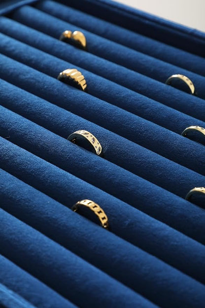 Ring Tray, Velvet Jewelry Trays,Premium Ring Display Case,Luxury Stud Earring Organizer,Blue Jewelry Storage