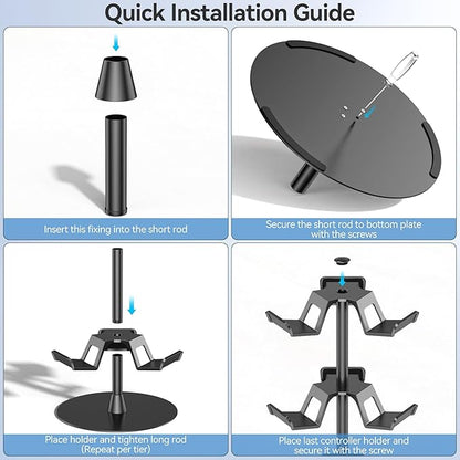Headset Stand 3 Tiers for Desk, Rotatable Gaming Controller Stand for PS5/PS4/Xbox/Switch2/PS Portal/Phone, Universal PC Gamer Gift Accessory Controller/Headphone Holder for 9 Packs Controller