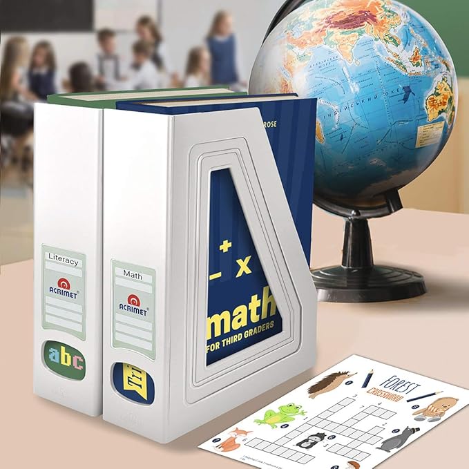 Acrimet Magazine File Holder – Vertical Rack for Documents, Folders and Mail, Durable Plastic Desk Organizer for Office & Home, White (2 Pack)