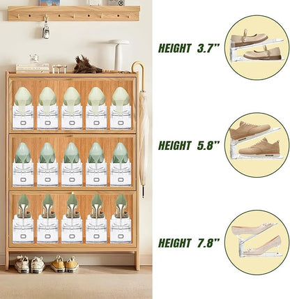 Shoe Slots Organizer,10 Pack Transparent Shoe Stacker Adjustable Shoe Slot Organizer Space Saver Shoe Rack Holder Shoe Storage Organizers for Closet,Transparent