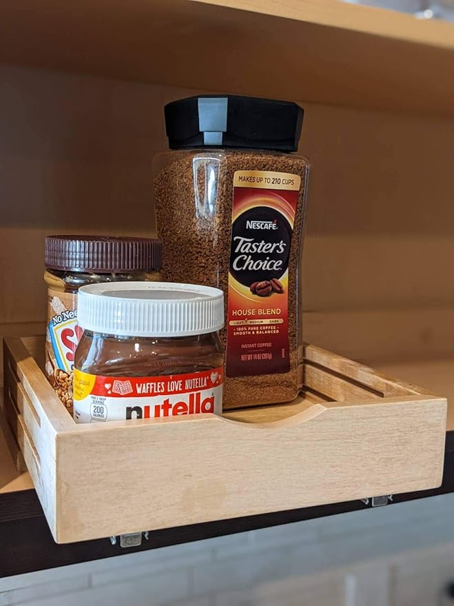 CabinetRTA Wood Pull Out Spice Rack Organizer for Cabinet – 9"(W) x 10"(D) x 3"(H) for Upper Kitchen Cabinets and Pantry Closet, for Spices, Sauces, Canned Food etc…